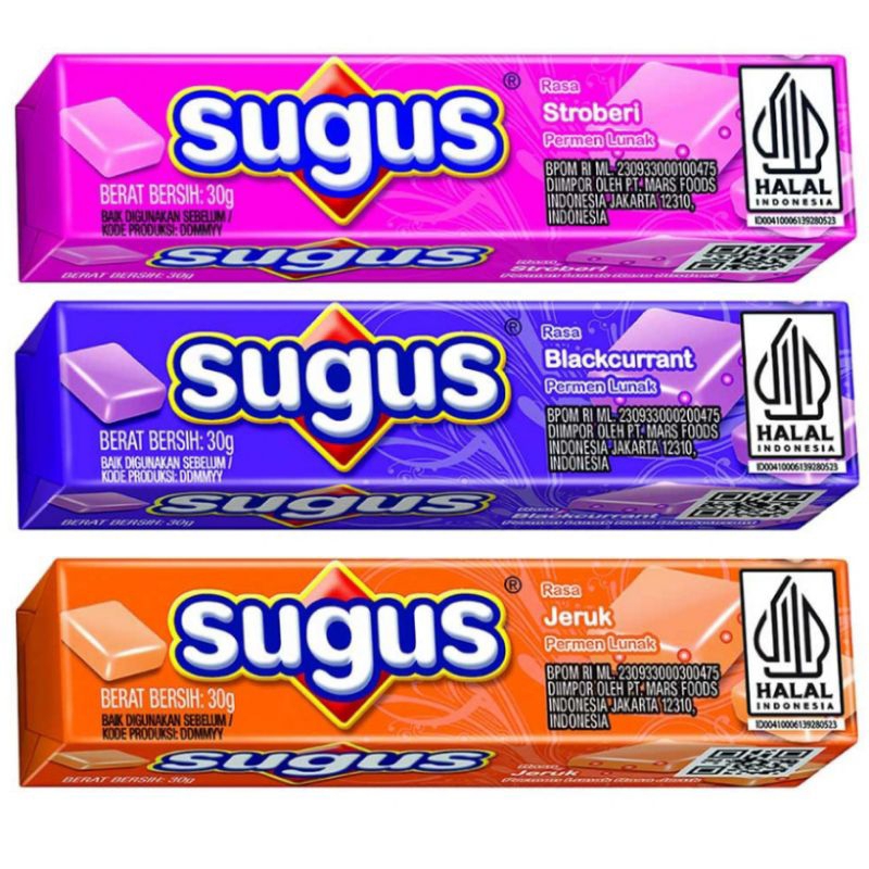 

Sugus Stick Permen Lunak rasa Stroberi blackcurrant orange