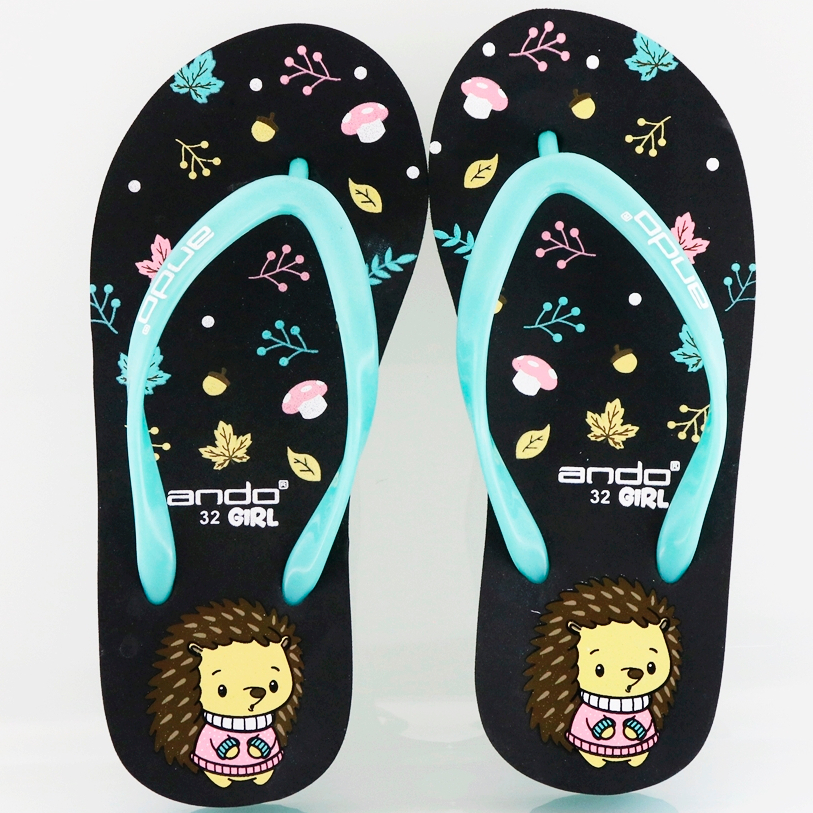NEW  ANDO HEDGEHOG BLACK/MINT - Sandal Wedges Anak Besar Ando Surabaya