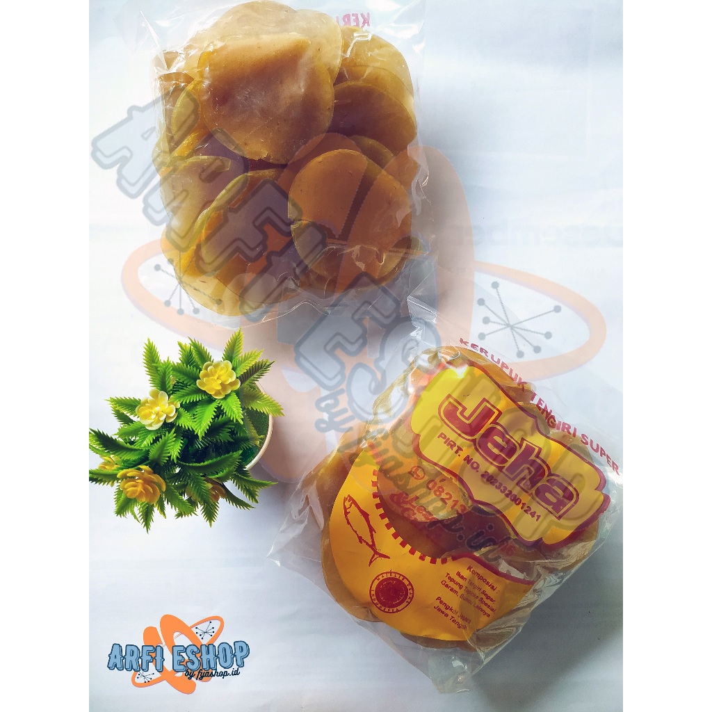 

Kerupuk Ikan Tengiri Mentah JEHA Bungkus Kuning Oleh-Oleh Khas Jepara