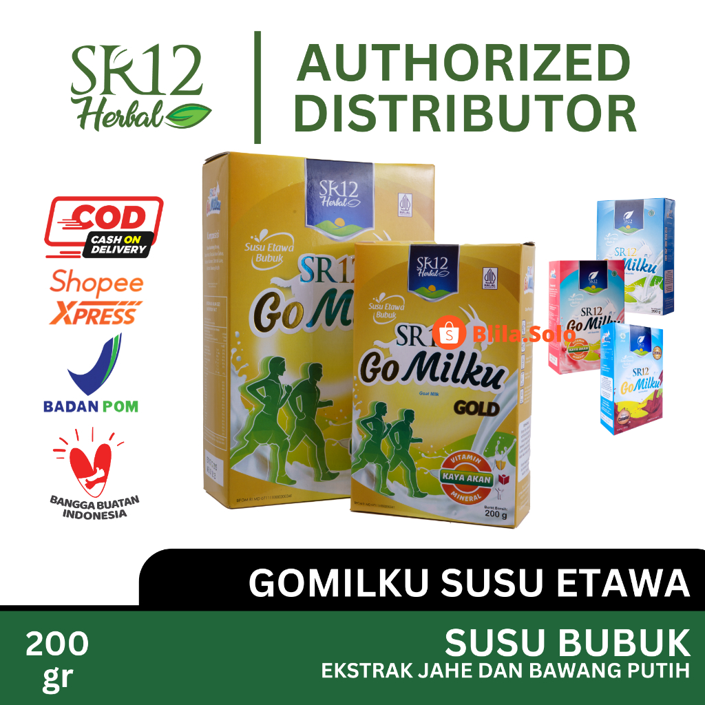 

SR12 Susu Kambing Etawa Bubuk GOMILKU GOLD 200gr GO MILKU Ekstrak Jahe Bawang Putih Ikan Gabus