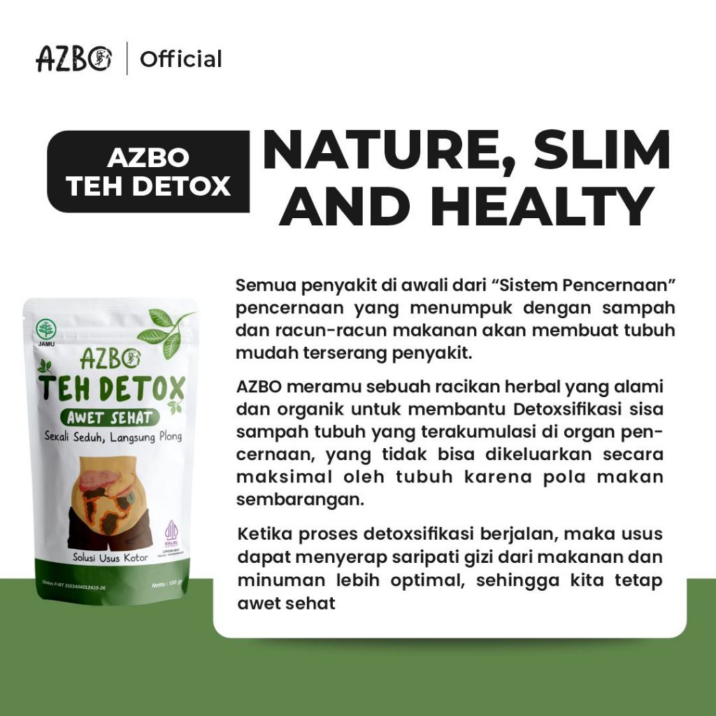 

XMASTER AZBO TEH DETOX PEMBERSIH USUS KOTOR - 1 POUCH [ISI 130 GRAM]