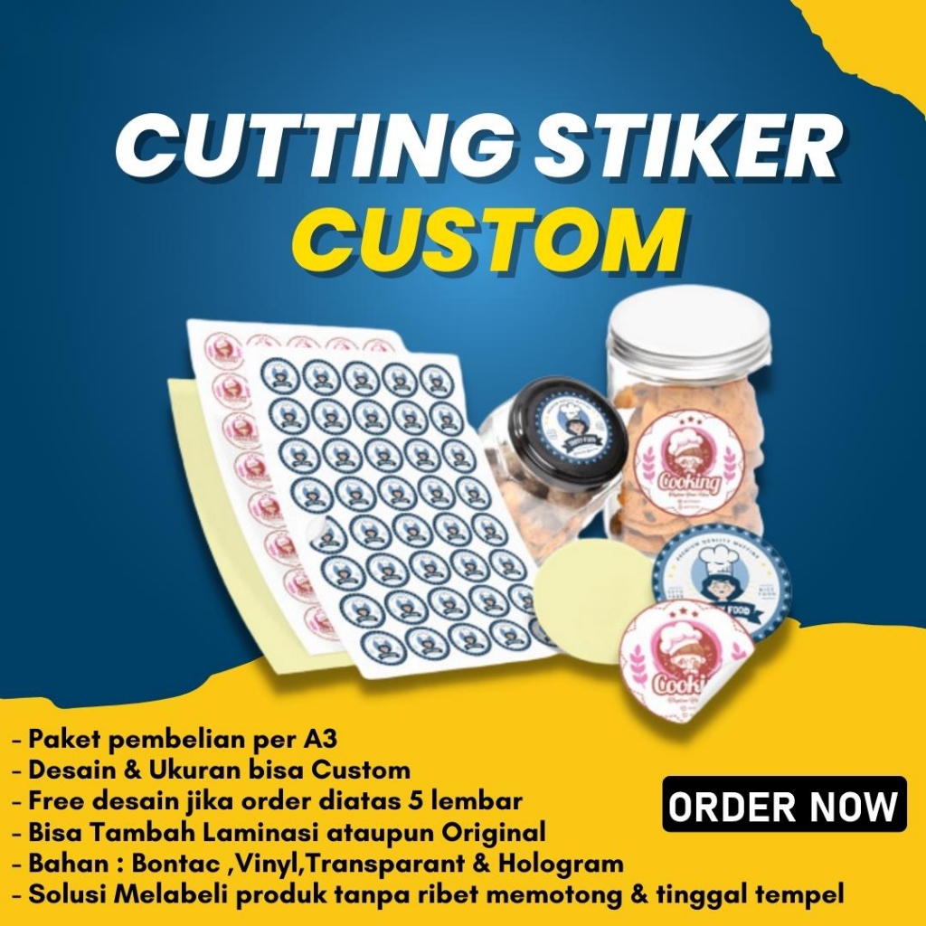 

(FREE DESAIN) CETAK STIKER STICKER LABEL MAKANAN / OLSHOP / BONTAX BONTAC VINYL + CUTTING GRATIS ONGKIR COD BAYAR DITEMPAT PROSES CEPAT TANPA PO | PO HANYA UNTUK JAGA2 KETERLAMBATAN SAJA