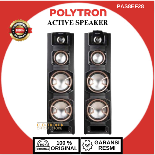 Polytron PAS8EF28 Speaker Aktif 8 Inch Double Woofer Super Bass 3-Band Digital Tone Control E Series
