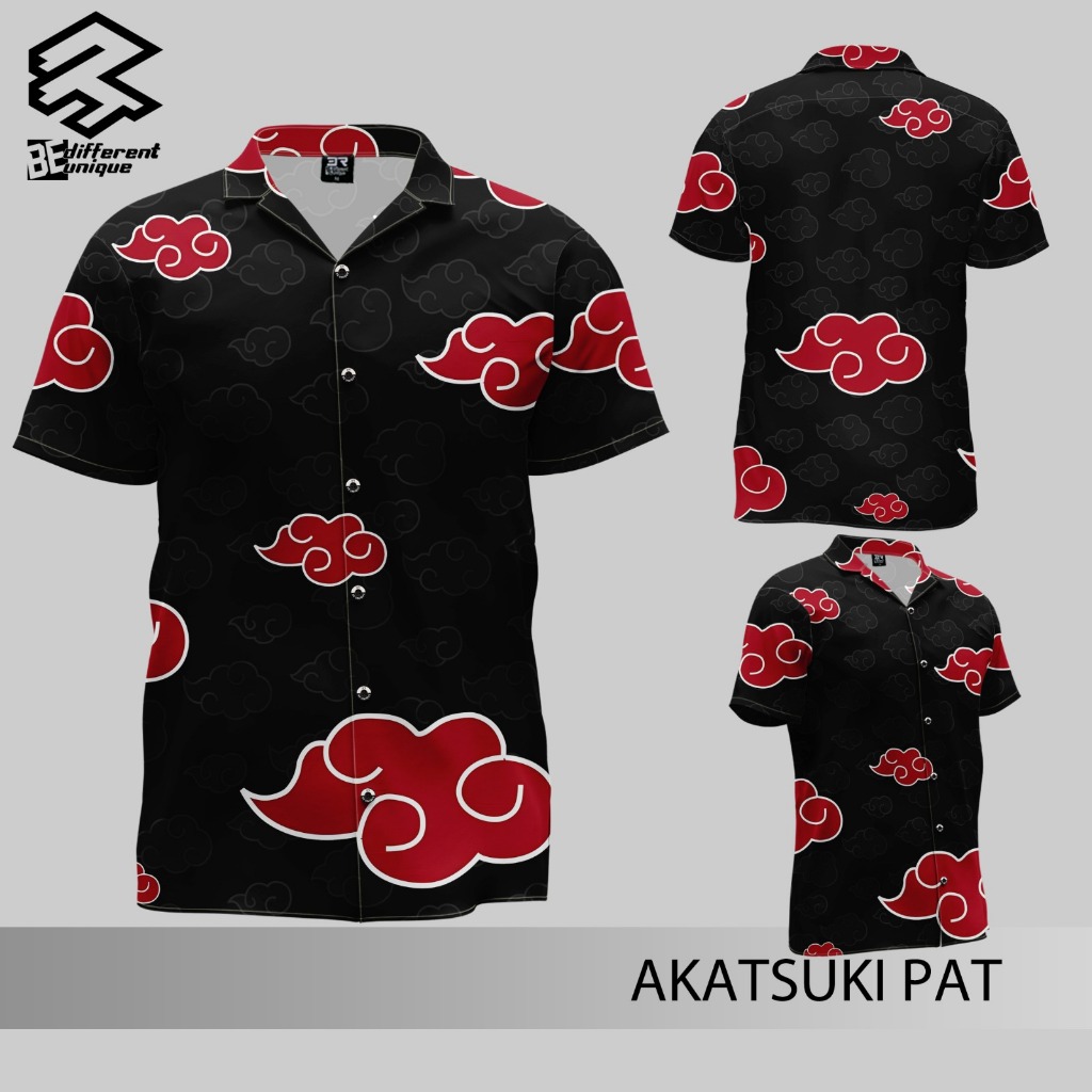 Kemeja Casual Print 3D UNISEX Dewasa Anak FullPrint 3R Anime Naruto Jubah Akatsuki ( AKATSUKI PAT )
