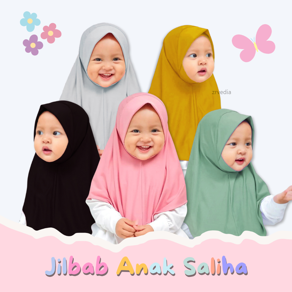 Jilbab Anak Saliha uk 0-5 Tahun / Bergo Dagu Malay Instant Syari Polos Balita Anak Perempuan Hijab Instan Kiosbalitaaprilia