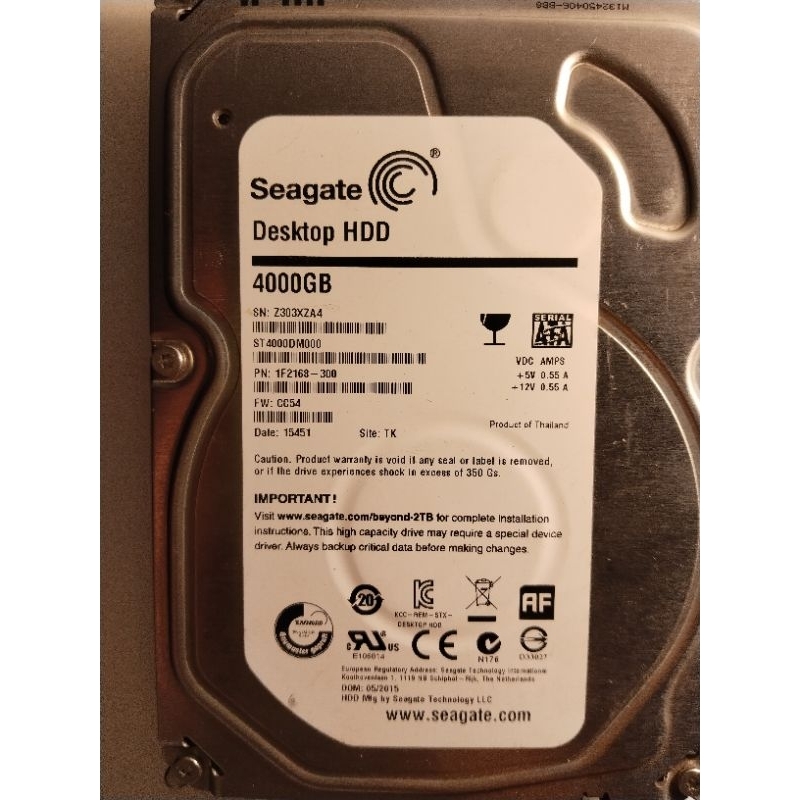 Hard Disk Seagate HDD 4 TB rusak