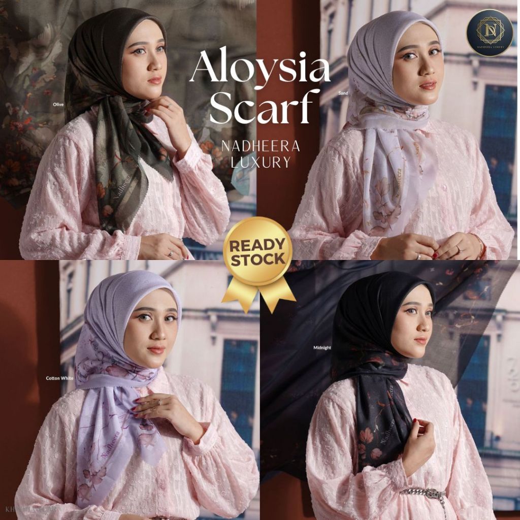 [BISA COD] ALOYSIA SCARF NADHEERA LUXURY ALLOYSIA JILBAB TERBARU SEGIEMPAT MOTIF PRINT NADHERA VOAL 