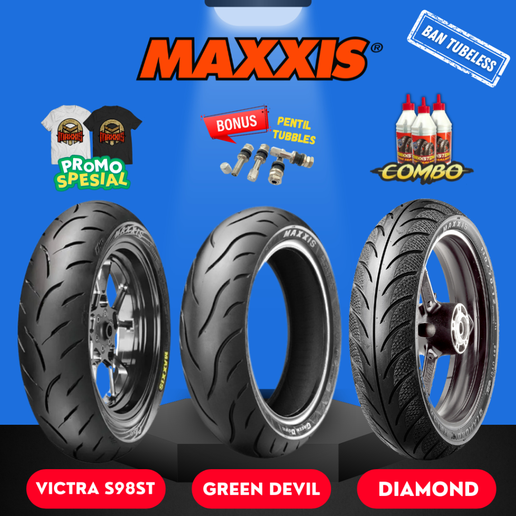 [READY COD] (READY STOCK) BAN MAXXIS DIAMOND MA3DN / BAN MAXXIS VICTRA / BAN MAXXIS GREEN DEVIL RING 14 TUBELESS (70/90-14 / 80/90-14 / 90/90-14 / 80/80-14 / 90/80-14 / 100/80-14 ) BAN MOTOR MATIC