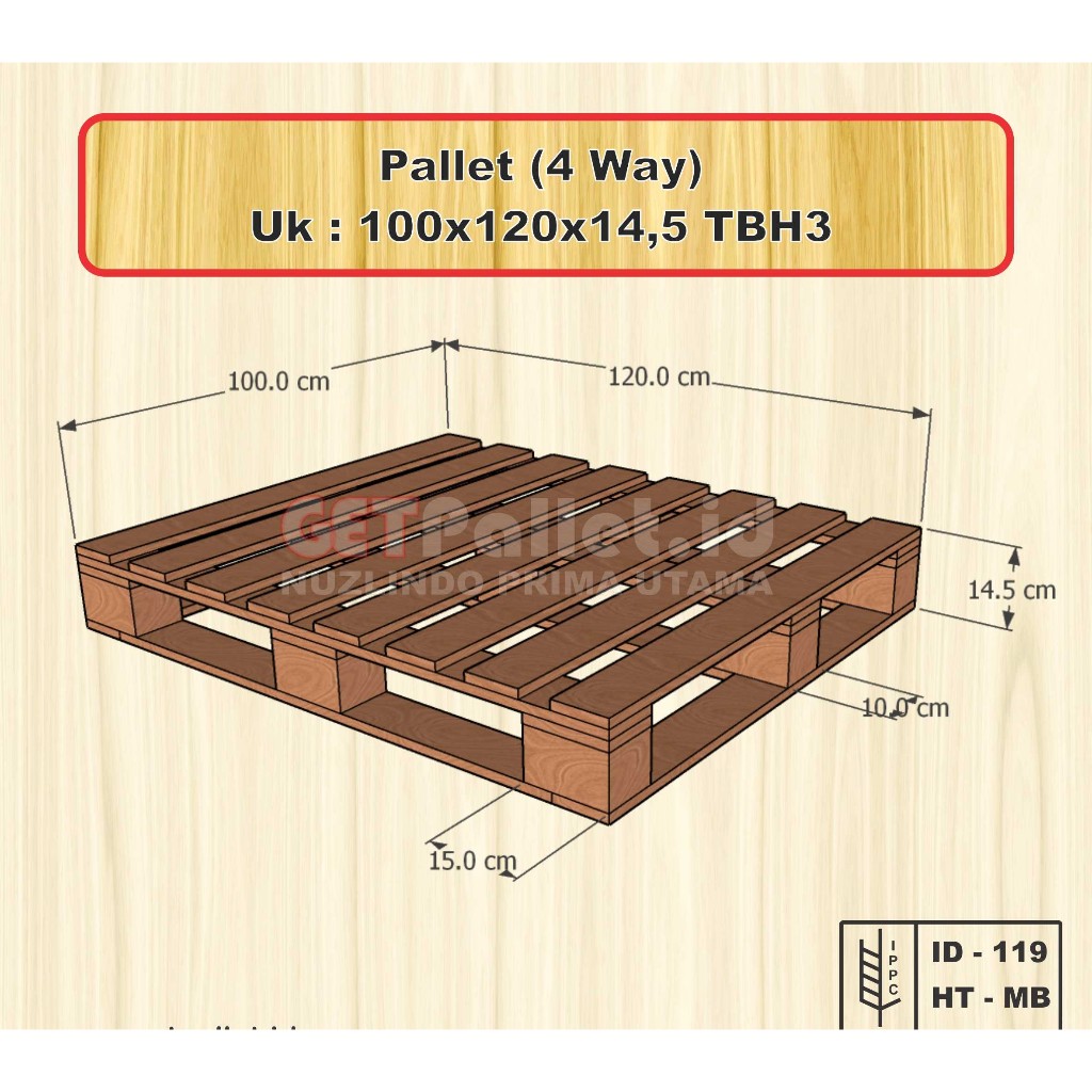 Palet Kayu 100x120/4Way