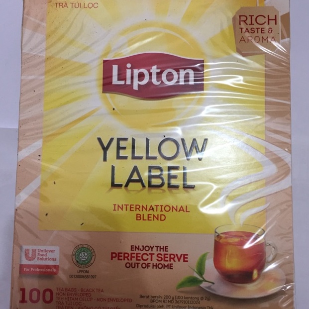 

Buruan beli LIPTON YELLOW LABEL NON ENVELOPED TEA BAGS TEH CELUP 2g VJP