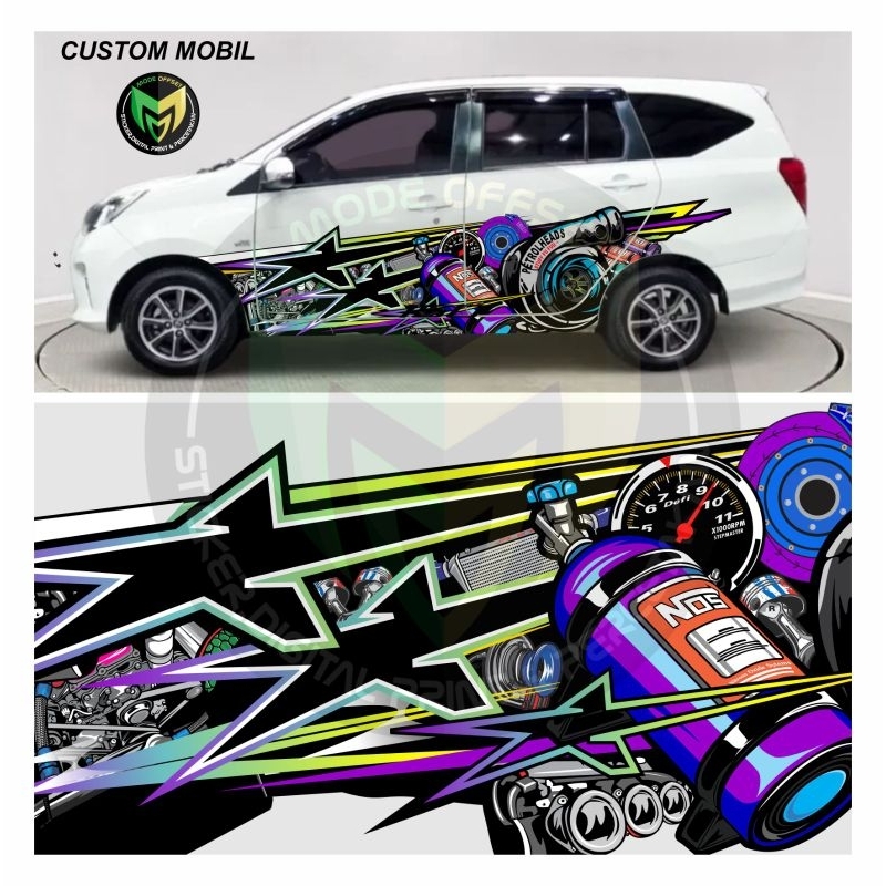 Stiker Decal mobil calya sigra Avanza jazz berio custom nama