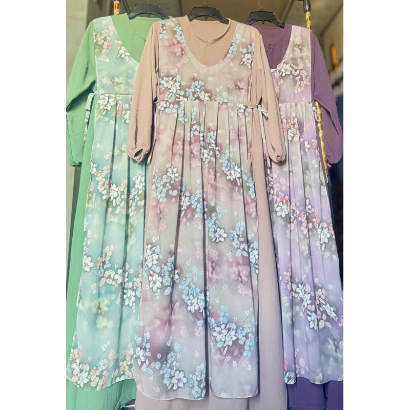 Gamis Lintar rompi motif bunga tali samping