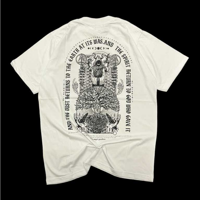 T SHIRT SINNER RETURN TO THE GOD / WHITE TEES / BAJU DISTRO / STREETWEAR / KAOS PRIA PUTIH TANGAN LE