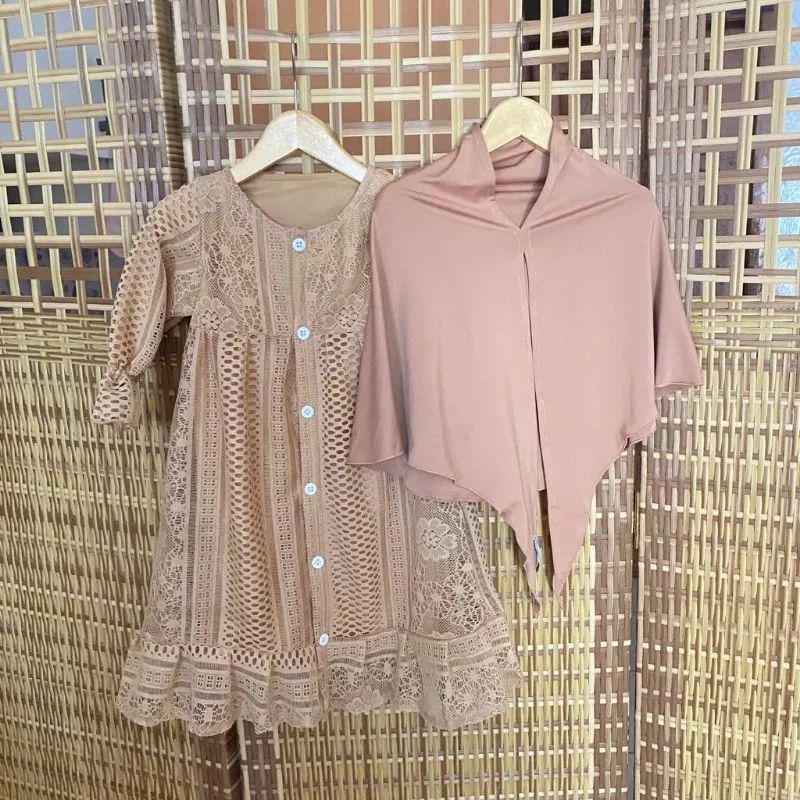 DRESS Brokat Malika Gamis anak Set Hijab usia 5-8 tahun / gamis anak bayi terbaru