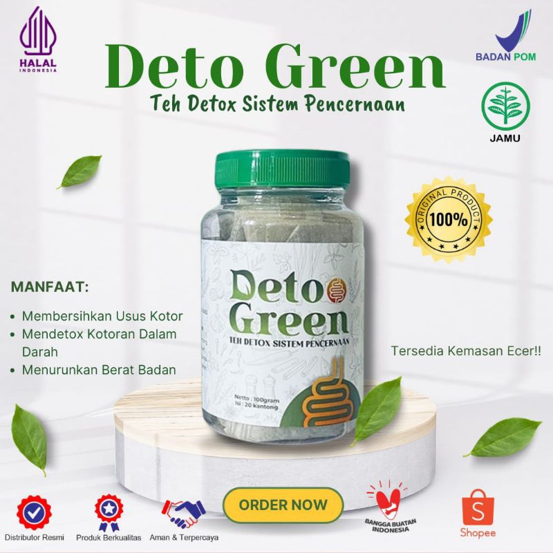 [TERLARIS] DETO GREEN - TEH DETOK USUS DAN LAMBUNG, TEH PENURUN BERAT BADAN, TEH PELANCAR SISTEM PEN