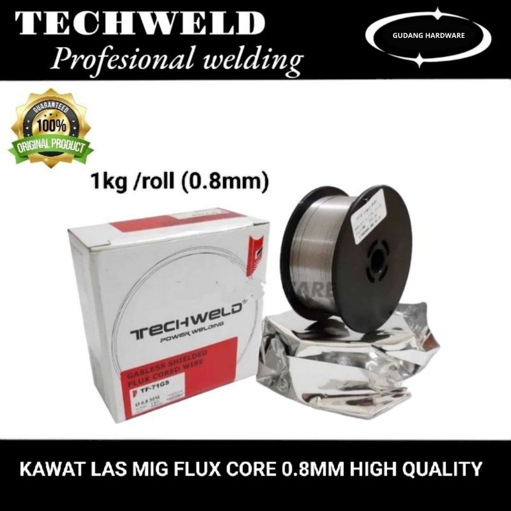 kawat las mig / flux cored 0.8mm X 1kg techweld