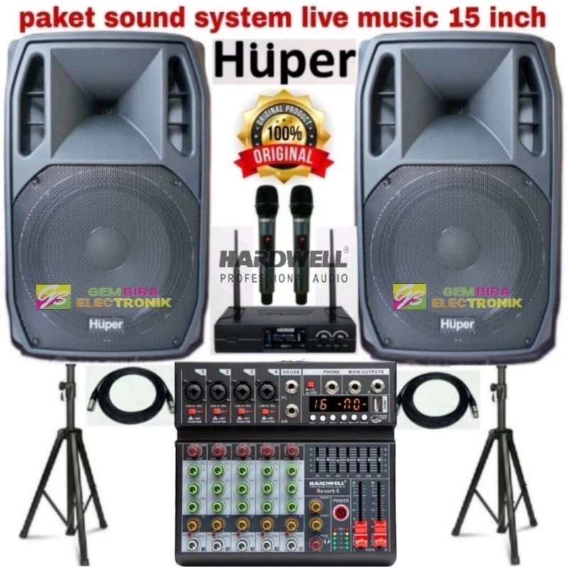 Paket Sound System Full Huper AK 15 A + Mixer Hardwell 6 channel Original