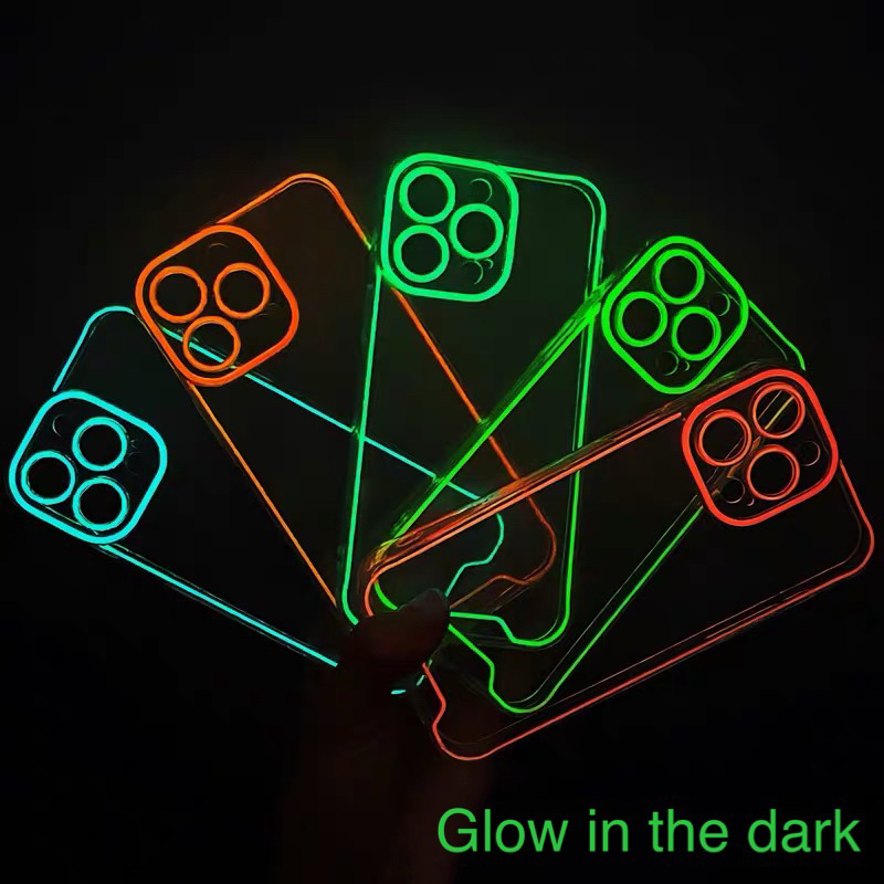 BLUEPINKCO Glow iPhone Case phone X XS Max XR 12 13 14 15 Plus Pro Max Lampu Nyala Unik Disco Club K