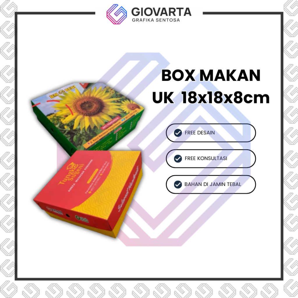Box Makanan / Lunch Box Paper / Paper Box Lunch Custom Desain Ukuran 18x18x8