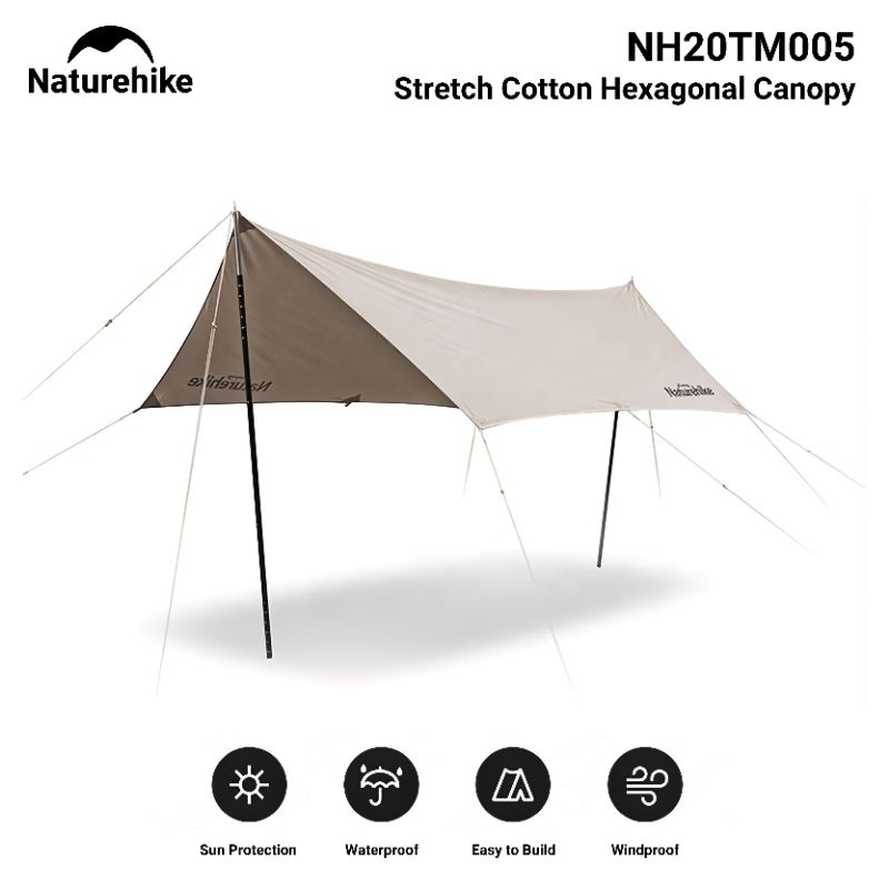 FLYSHEET NATUREHIKE NH20TM005 COTTON SERIES STRETCH HEXAGONAL SUN SHELTER CANOPY SUNSCREEN SKY CURTA