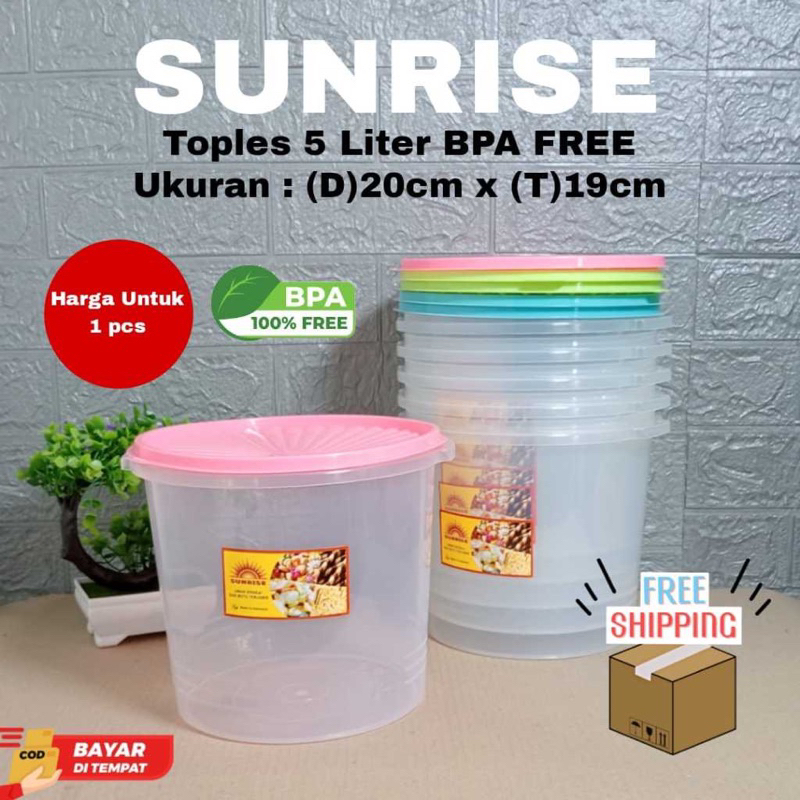 Toples Kerupuk 5 Liter - Toples Sunrise 5 Liter - Toples Sunrise - Toples Alexish