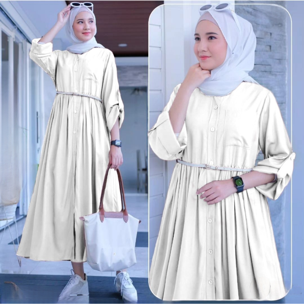 Baju Gamis wanita model terbaru DAVINA DRESS bahan CRINKLE Pemium Gamis ala korea simple free BELT