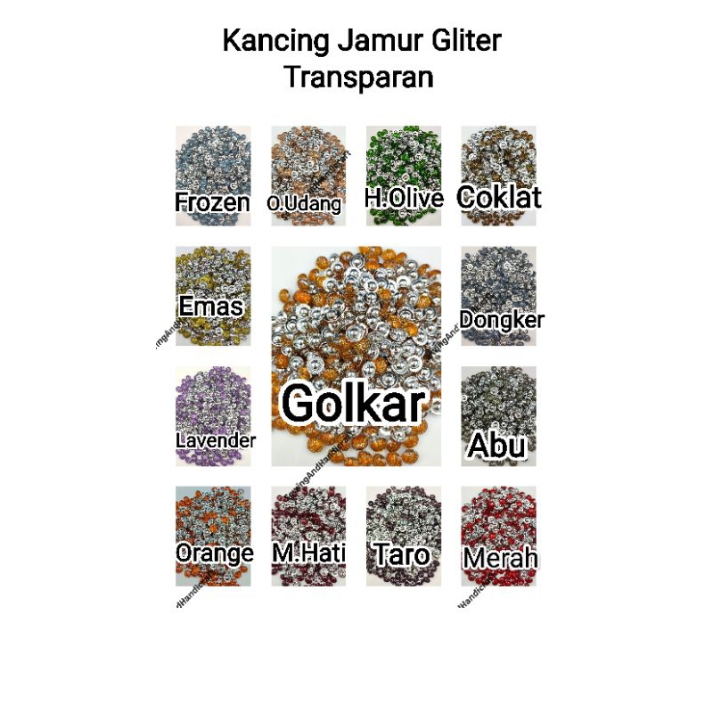 Kancing Jamur Gliter Transparan /Kancing hias /Kancing kebaya /Kancing wanita /Kancing baju