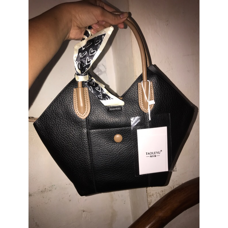 Tas Tote Love Wanita Hitam Selempang Taoleyu (Tanpa Dushbag) Top Handle Bag #15106 Original 3 Ruang