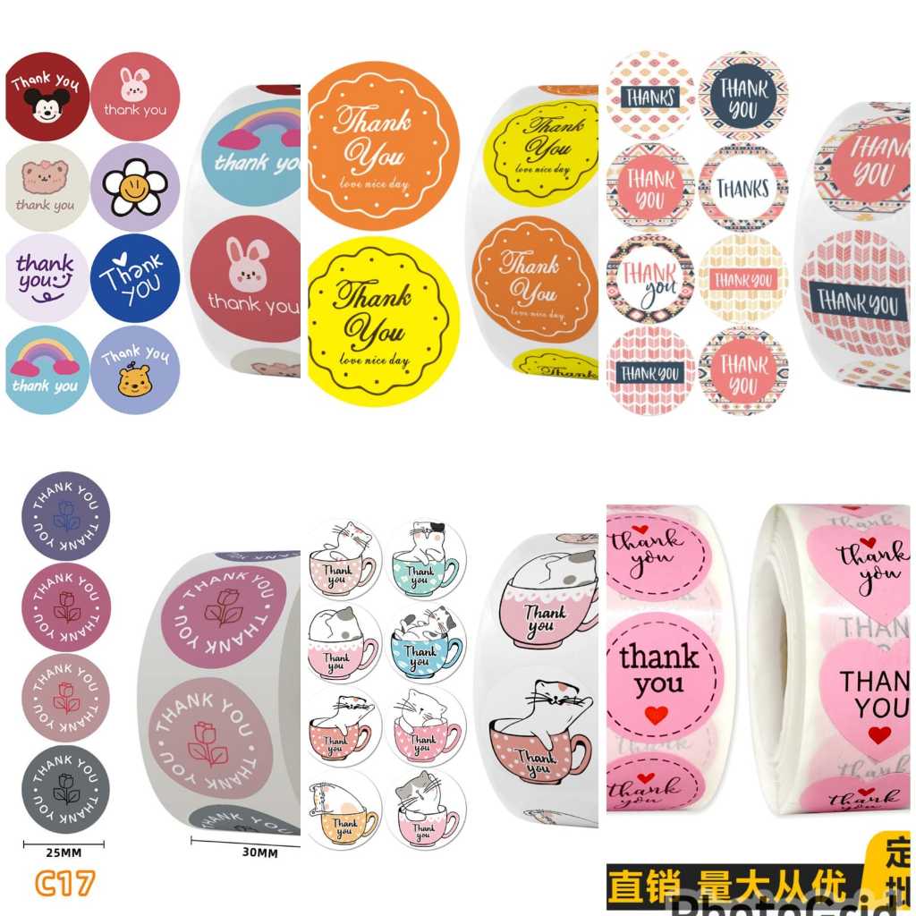 

STICKER GULUNG ISI 500PCS / ROLL THANK YOU