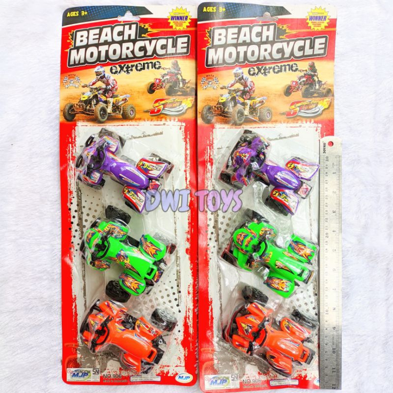Mainan Anak Motor ATV Roda 4 Pull Back Isi 3 Pcs Mainan Anak Motor Mobil Mainan Edukasi Anak