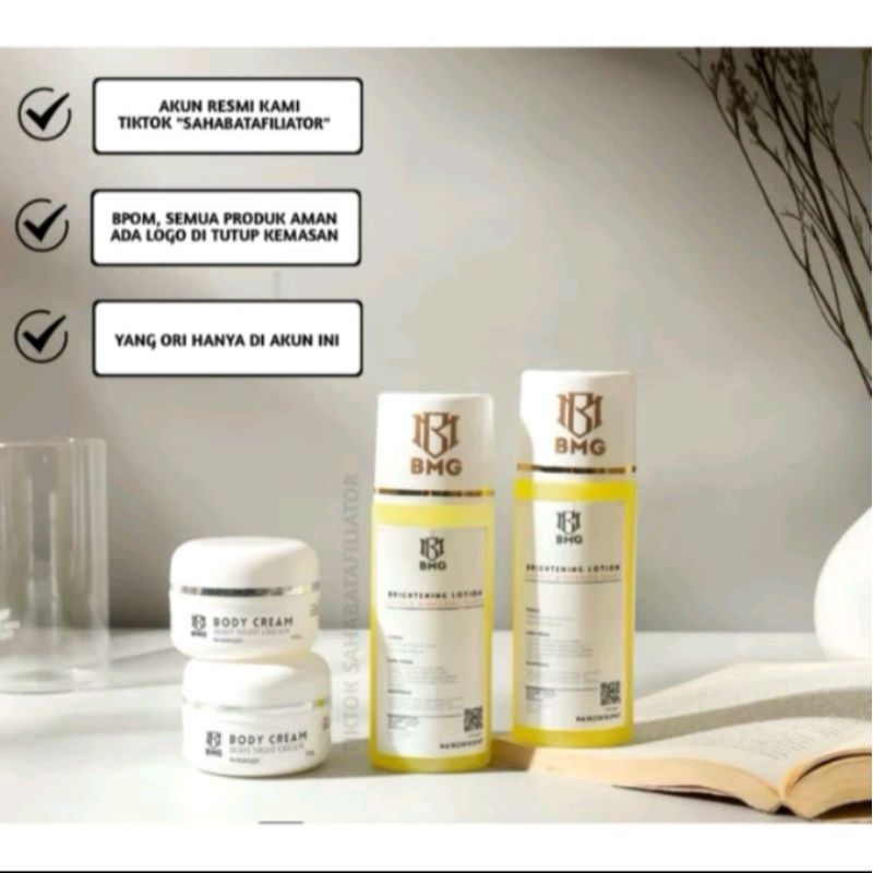 PAKET BMG LOTION ANGGUR KUNING-UNGU ( PAGI DAN MALAM+BIPUT ) ORIGINAL HB PEMUTIH BADAN