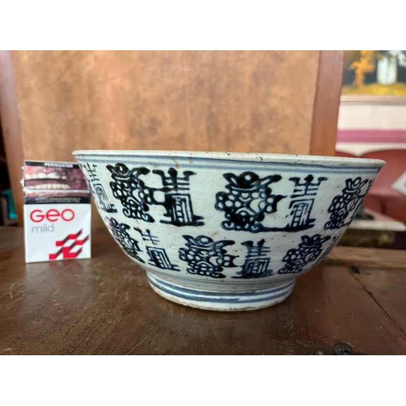 keramik china kuno dinasty mangkok tinta hitam antik