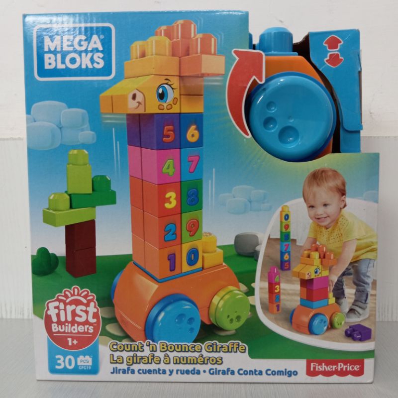 ori original fisher price mega bloks count 'n & bounce giraffe and mainan anak bayi baby toy toys bo