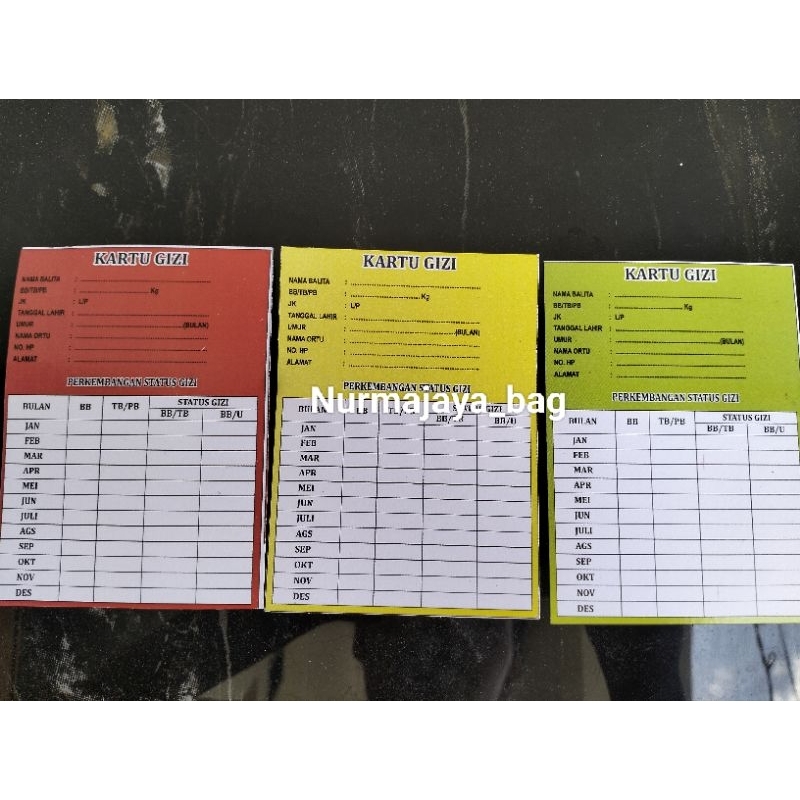 

Kartu Gizi,Kartu isian kantong gizi Ready stok siap kirim