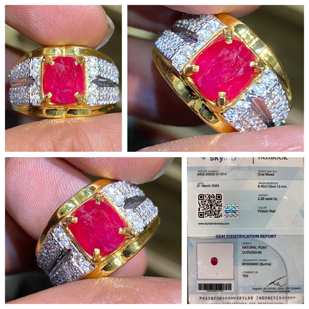 Natural 2.29ct pinkish red ruby myanmar burma