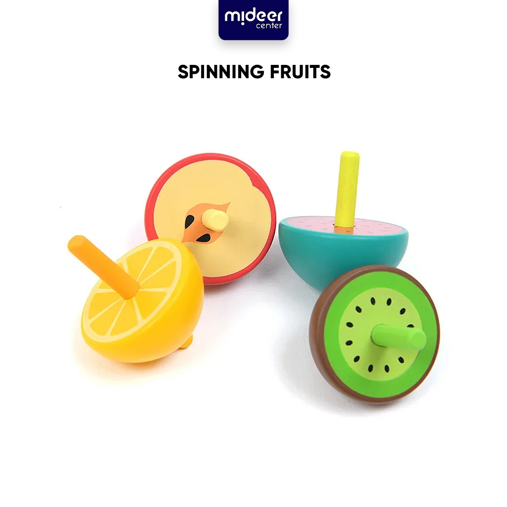 Mideer Mini Spinning Tops Mainan Edukasi Anak UMUR 3+ / Mainan Gasing Anak Model Buah dari Kayu bisa