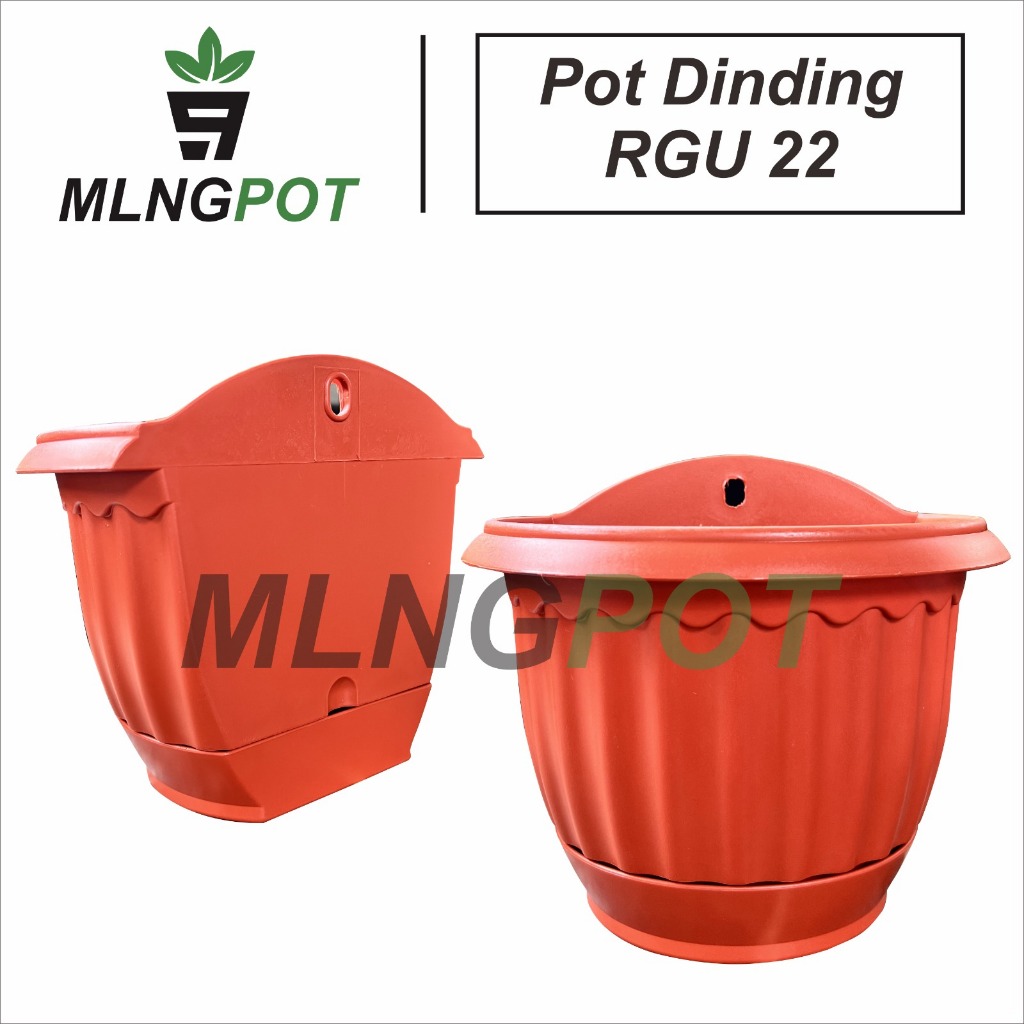 Pot Tempel Dinding RGU 22 Merah Include Tatakan Pot Bahan Kuat Tebal