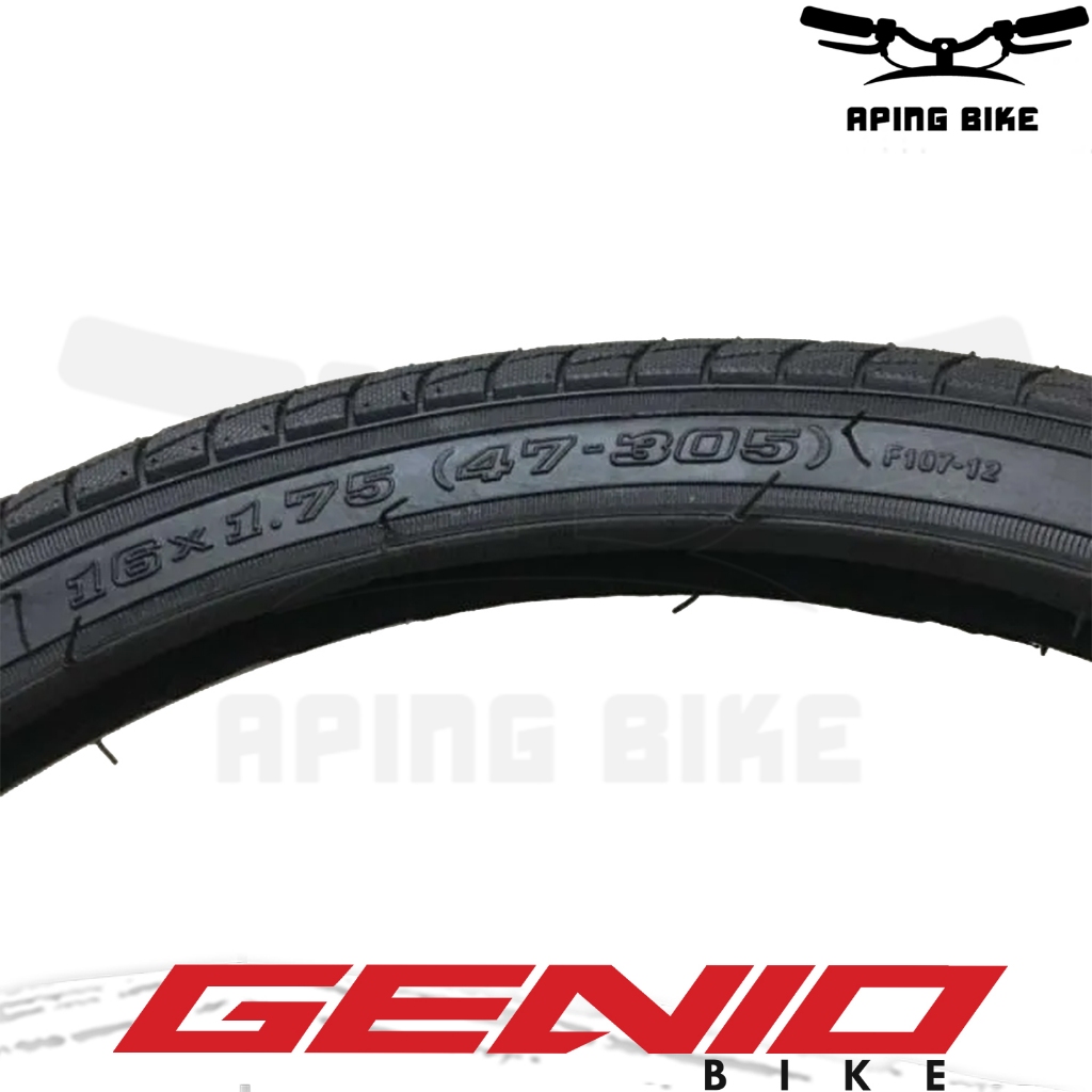 Ban Luar Sepeda Genio 16 x 175 F107 Hitam 16 x 1.75 BMX Lipat