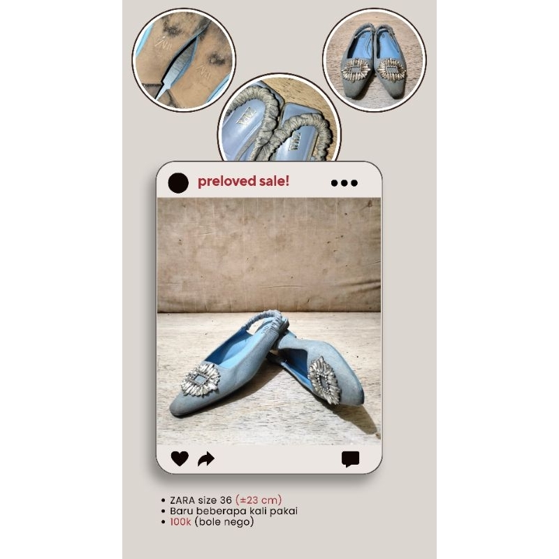 PRELOVED SALE Flatshoes ZARA Biru