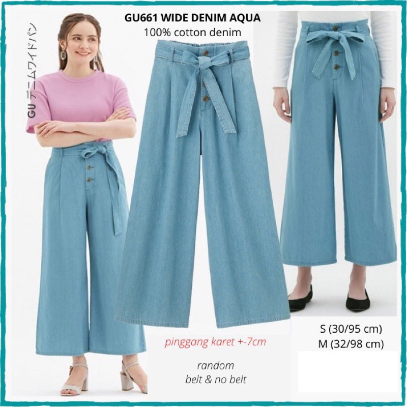 Celana Kulot Wanita Murah GU 661 Wide Denim Blue/Navy/Aqua
