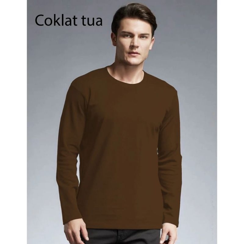KAOS  OBLONG POLOS LENGAN PANJANG LEHER BULAT BAHAN CATTON 28S UNISEX COWOK CEWEK TERSEDIA BERBAGAI 