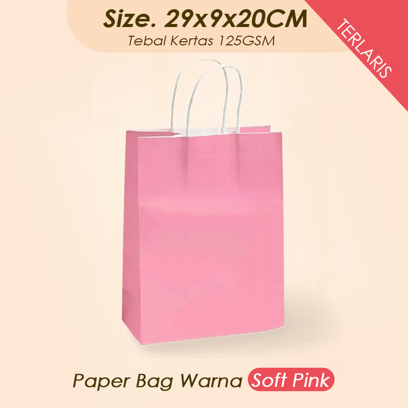 

(Pink) Paper Bag Jumbo 29x9x20 CM / Paper Bag Kado Packing Olshop Baju, Kemeja, Kaos dan Celana / Papper Bag Polos Warna Pink Packaging Online Shop