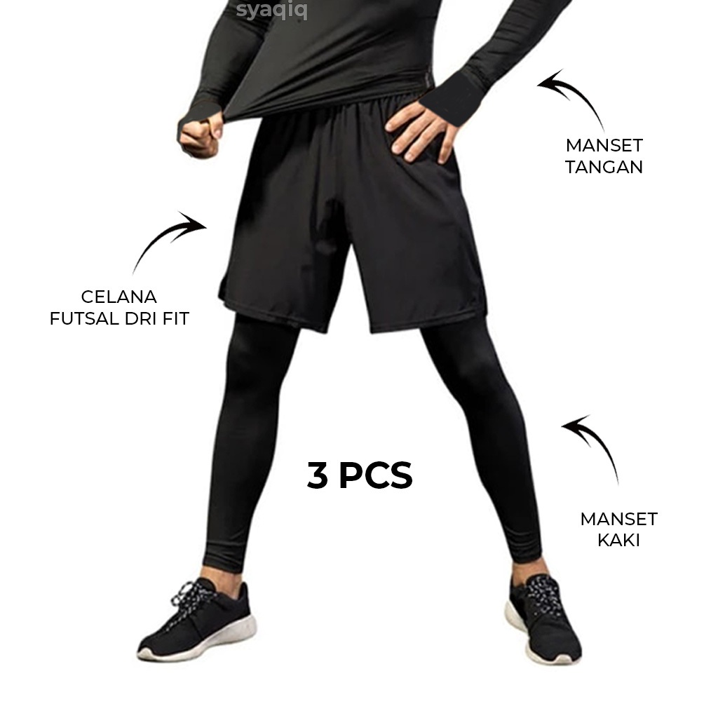 Paket Manset Tangan Manset Kaki Celana Kolor Bola Olahraga Pria Wanita