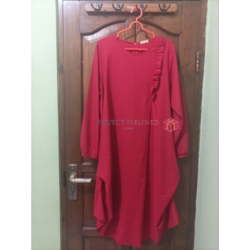 Gamis/Long Tunik Warna Merah Polos