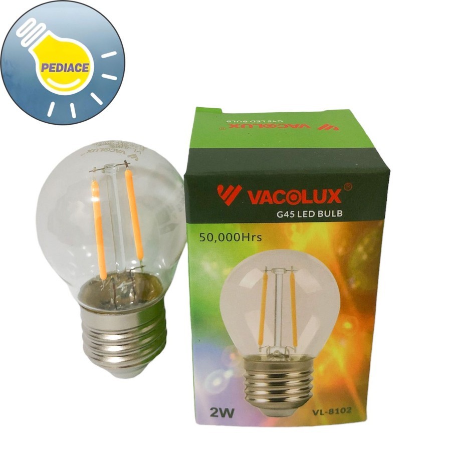 Lampu LED Bulb 2 Watt E27 VACOLUX G45 Filament VL-8102 Warmwhite 3000K