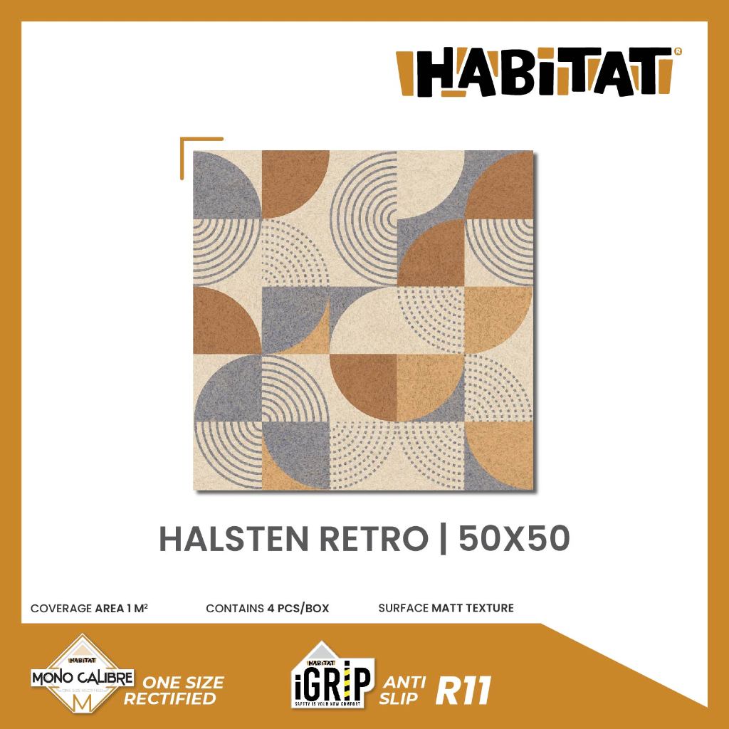 MilanTiles - HABITAT Halsten Retro 50x50 Keramik Lantai Kamar Mandi kesat iGrip