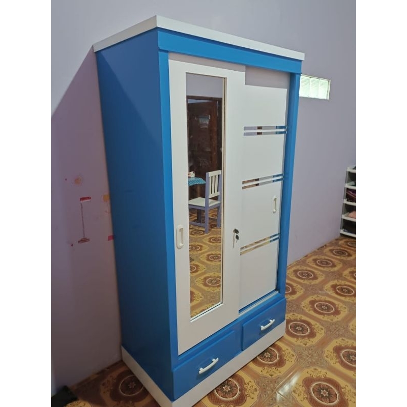 Almari Sliding Minimalis / Almari Sliding 2 Pintu Premium / Lemari Pakaian Minimalis Murah