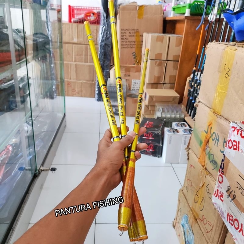 JORAN TEGEK VMB GEMOY LINCAH BAHAN CARBON KUAT RINGAN 300, 360, 450 FREE PACKING PIPA - Tegek Carbon Untuk Nila Nilem Action Medium - Fishing Rod Carbon