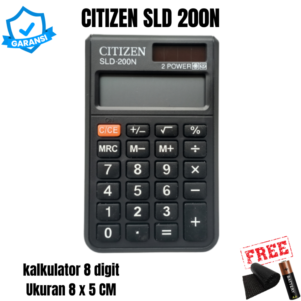 

Kalkulator SLD 200N Kecil Mini Saku Sekolah 8cm x 5cm Murah 8 Digit Baterai Panel Surya