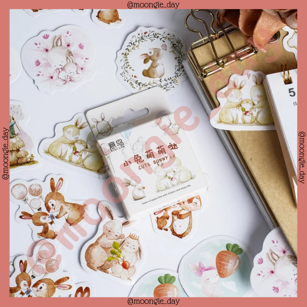 

40-45 PCS/BOX STIKER KERTAS TEMA CUTE BUNNY FLOWER BUNGA KELINCI BULLET JURNAL DIY DIARY SCRAPBOOK JOURNAL LUCU MURAH